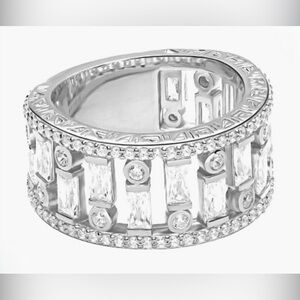 Judith Ripka Baguette & Round CZ 4.20ctw Sterling Silver Band Ring Size 6 NEW